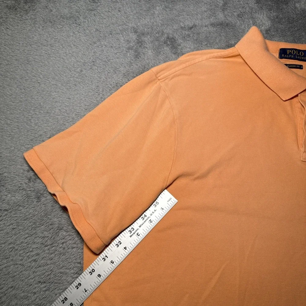 Polo Ralph Lauren Men's XL Classic Fit Orange Shirt Sleeve Shirt Green Pony Polo
